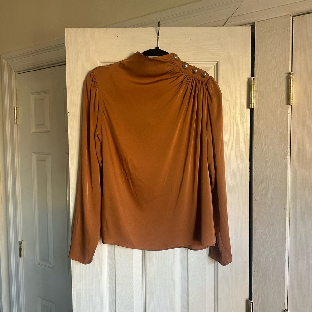 NWT INTERMIX Blouse with Elegant Gathered Drape &  Buttoned Detail